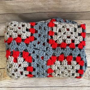 Vintage Granny Square Handmade Crocheted Blanket Throw Colorful 50x40